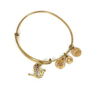 Alex and Ani Dove of Peace Charm Bracelet Gold Finish - Expands 2"- 3.5"